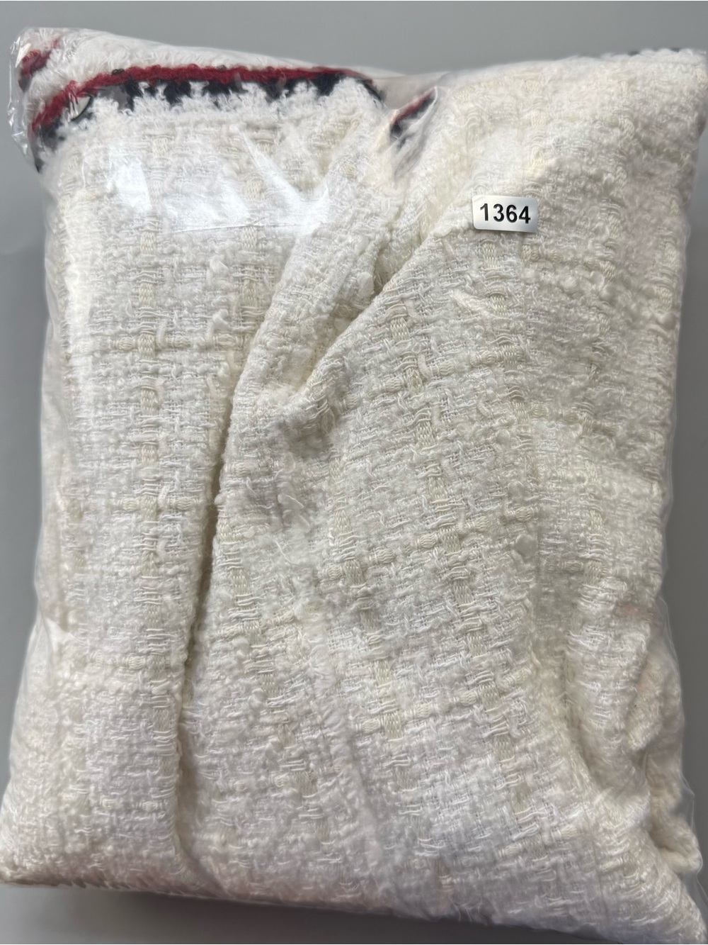 Zara Woman Tweed Bouclé Blazer Women M White Red Black Jeweled Preppy - Picture 10 of 10